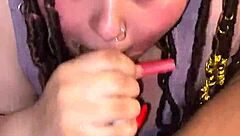 Brunette whore endures intense face fucking from big black cock in POV