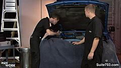 gay mechanics sucking and fucking big cocks in the garage