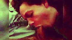 Girl expertly sucks monster cock in handjob session