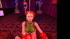 Cammy white rides cock in virtual reality game cosplay with crazy reality fight costumes bunny