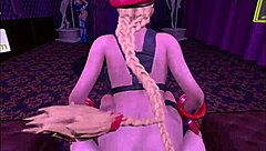 Cammy white rides cock in virtual reality game cosplay with crazy reality fight costumes bunny