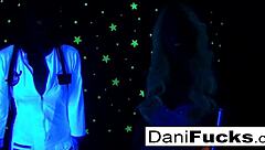 I'm sexy dani having a hot black light threesome with blowjob and group action, oops