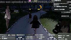 Serika exposes herself in naked coat outdoors