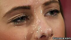 frisky babe takin cum loads on face suckin every drop