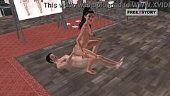 I watch this animated cartoon porn video of an indian bhabhi raiding japanese mans dick in reverse cowgirl position