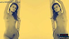 Sexy brunette models perform a full striptease for Playboy in stunning display