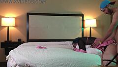 Ts in chastity gets fucked doggystyle