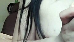 Asian milf inserts huge toy deep into tight slit