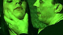 Ballgagged bondage damsel in leather punishment under excessive fuck