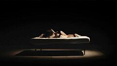 Ballgagged bondage damsel in leather punishment under excessive fuck