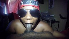 Ebony BBW Nerd Sloppily Deepthroats Monster Black Cock