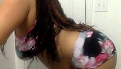 Big Tit Ebony Milf Dances in Bathroom! Watch Her Moves Shake the Room!