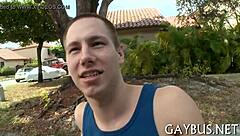 Two fellows engage in homosexual encounters.