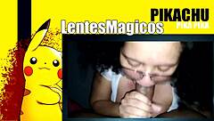 안경 낀 멕시코 여대생 자지빨이 배우다 사정맞아