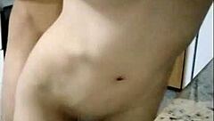 eating the young guy's pussy while forcing her and holding her arms like a little slut enjoys