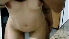 eating the young guy's pussy while forcing her and holding her arms like a little slut enjoys