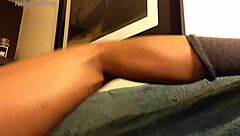 Masturbating Shaved Pussy with Wild Finger Action in Close-Up