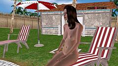what's this animated 3d cartoon girl doing sexy poses and showering by the pool?