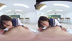 classroom confession where a student offers to do anything for her senior, leading to naughty commands