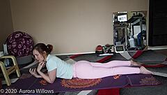 Yoga lesson with cute brunette amateurs focusing on ass and pussy in a sexy fetish session