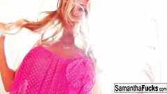 Sarışın hatun Samantha büyük memeleri ve götüyle azdırıyor