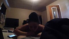 she eagerly sucks that dick from pov, swallowing cum in mouth.