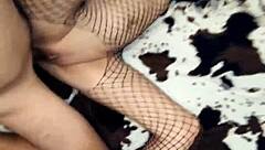 milf sexwife in stockings rides anal with her fans