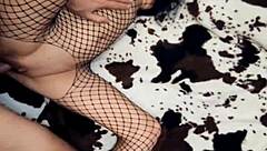 milf sexwife in stockings rides anal with her fans