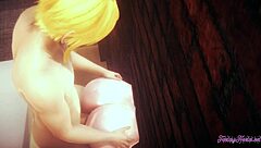 Naruto hentai threesome with hinata blowjob and wall fucking