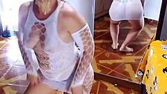 Sensual BBW Slut Undresses White Bodysuit And Black Panties In POV Striptease