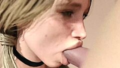 WOW! Blonde Girl Sucks Huge White Dick Hard!