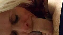 Blonde gives johnny a blowjob in this raw scene