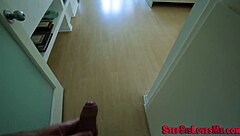 Feeling so slutty, this amateur teen takes a monster cock in POV and gets cum dumped