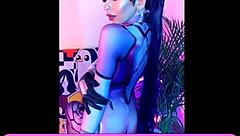 Widowmaker anal fucked with dildos in cosplay