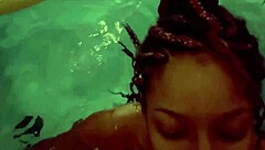 In the motel pool getting that blowjob from the sexy black woman