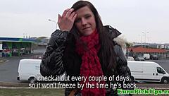 Euro girl next door strips for cash outdoors! 💦