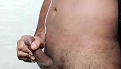 Indian desi gay can't resist masturbating his big monster cock solo