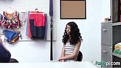 Hot brunette loves sucking that massive cock