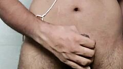 Indian desi gay can't resist masturbating his big monster cock solo