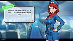 Redhead Flight Attendant Kicks Off Honeysun Gameplay with Intense Cosplay Action!