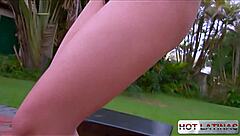 Hot Blonde Milena Santos Rides Monster Cock Bent Over!