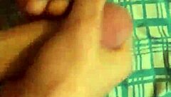 Young British twink masturbates with big cock in bedroom after gay porn viewing