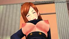 kugisaki nobara moans during intense masturbation in hentai scene