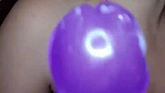 Latina in cuckold fantasy uses dildo for squirting masturbation.