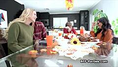 Dinner turns into steamy interracial foursome with rimjobs