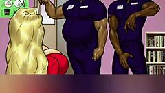 Two hot blondes bet on big black cock 2