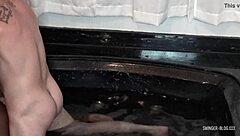 ebony beauty gets pussy drilled in swingers threesome, so intense yet homemade.