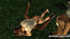 hey, watch these two bi 3d babes lick and share cock