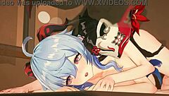 Heyy, check this hot hentai with Ganyu and Hanabi in steamy doggystyle! 🔥