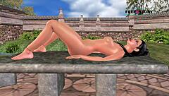 Cute Indian girl in 3D cartoon uses carrot for masturbation